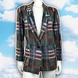 WILLOW RIDGE 90s Vintage Patchwork Plaid Blazer Academia Preppy Grannycore